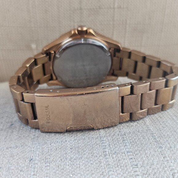 Fossil Women Watch AM4454 Retro Traveler Rose Gold Stainless Steel Crystal Bezel - Picture 8 of 12